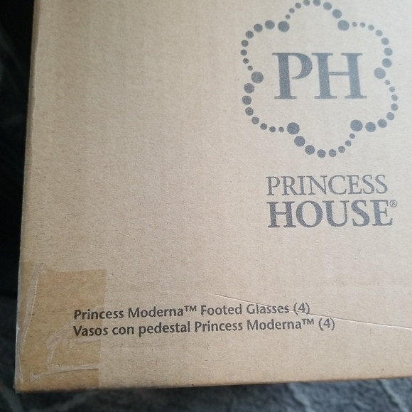 NIB PRINCESS HOUSE MODERNA FOOTED GLASSES SET OF FOUR CRYSTAL - Picture 6 of 8